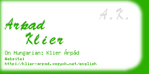 arpad klier business card